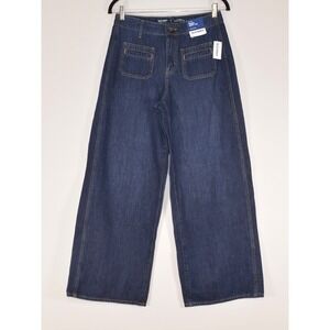 Old Navy Womens High-Rise Baggy Wide Leg Drapey Denim Jeans Dark Wash Size 2 NWT